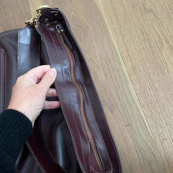 Iacucci Bordeaux Leather Patchwork Strap Hobo Shoulder Bag Purse Italy - Picture 5 of 9